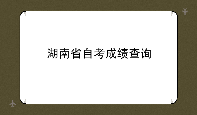 湖南省自考成绩查询