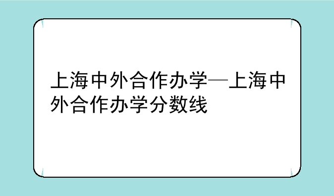 上海中外合作办学—上海中外合作办学分数线